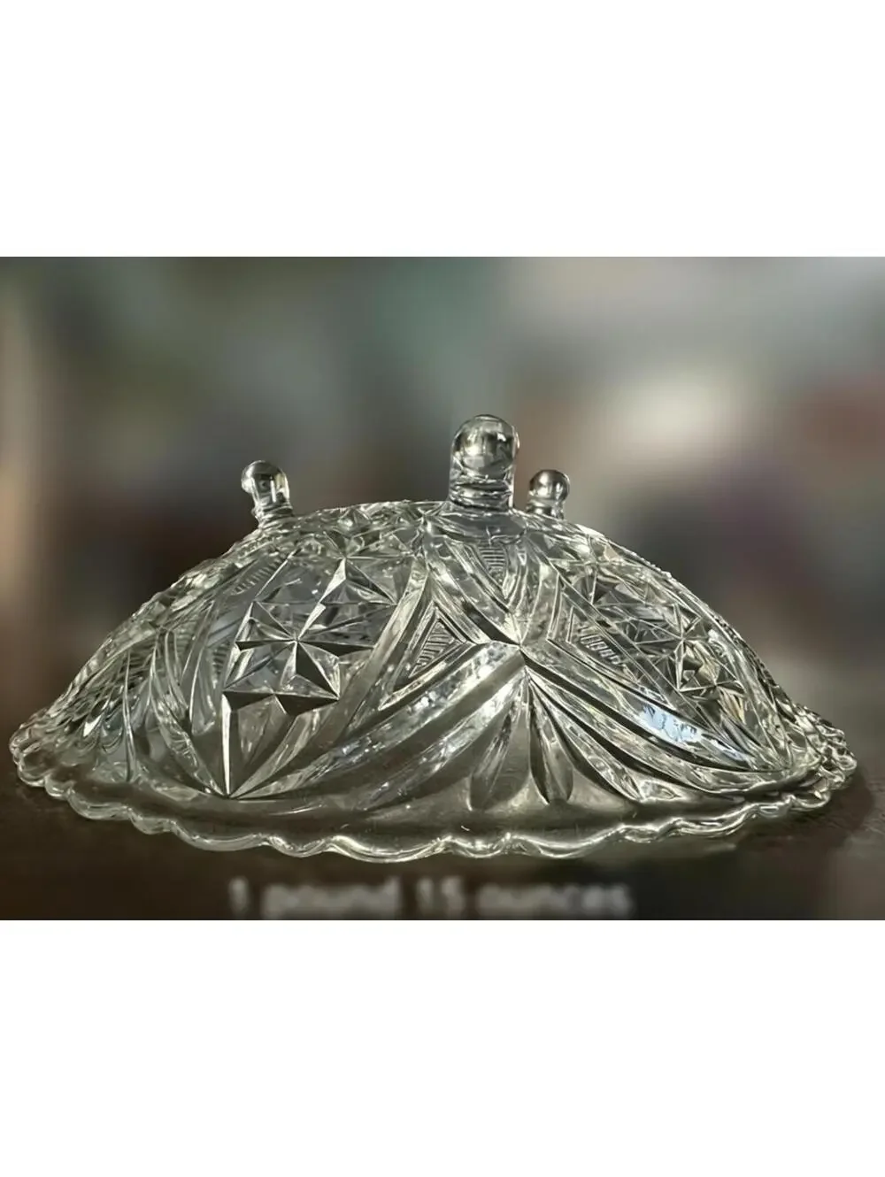 Vintage Pressed Glass Candy Dish with Lid and Feet
